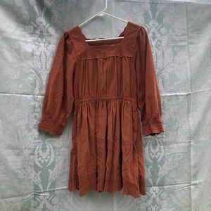 Orange corduroy puffy sleeve dress by Madewell. NWT
